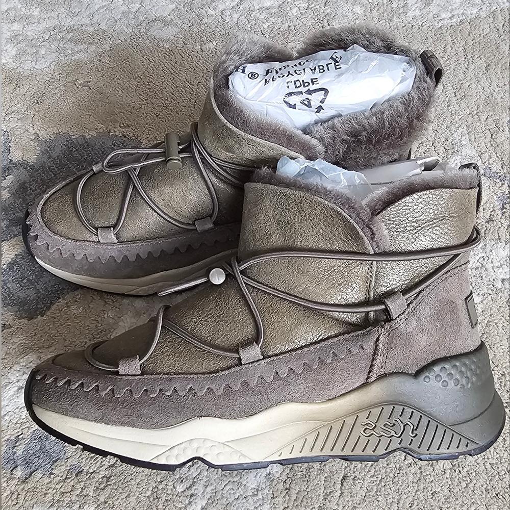 ASH Fur Lined Footwear Winter Boots Size 35 Olive Color